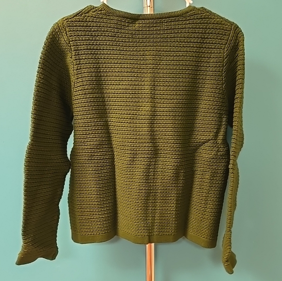 Size Small Green Long Sleeve Ribbed Knit Button Down Cardigan With Pockets - Picture 6 of 10